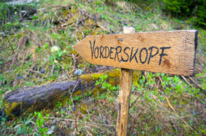 Nicht zu verfehlender Wegweiser zum Vorderskopf © Gipfelfieber.com