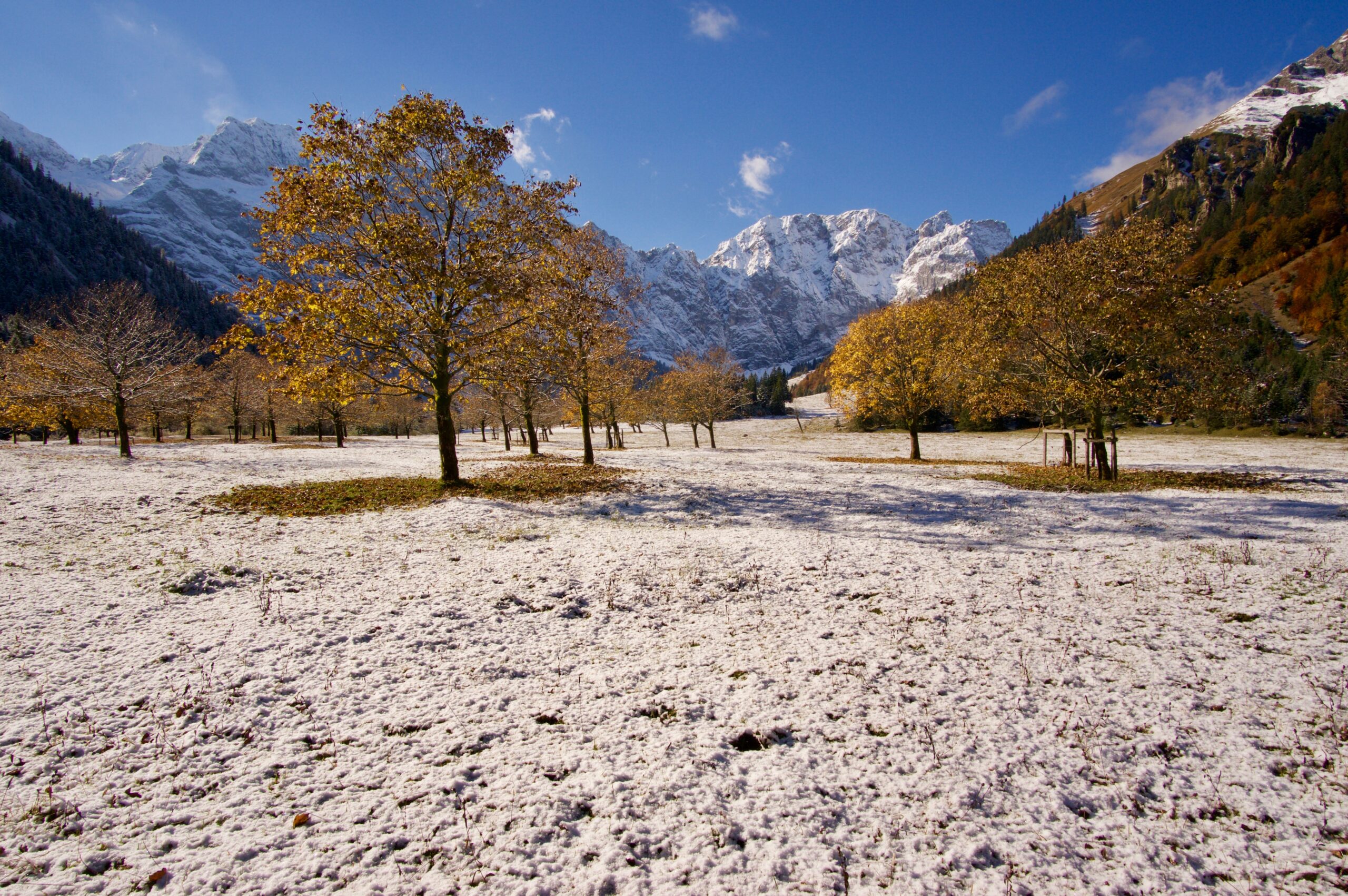 Oktober: Erster Schnee am Großen Ahornboden © Gipfelfieber